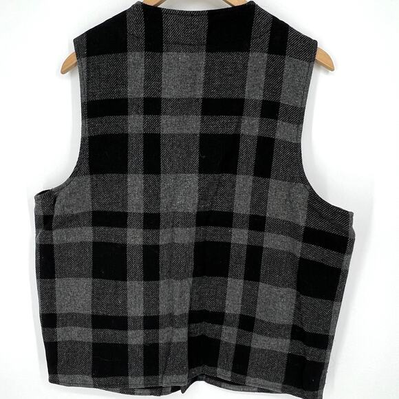 Vintage Ralph Lauren Denim & Supply Black and Gray Plaid Wool Blend Vest Size L - Picture 4 of 8